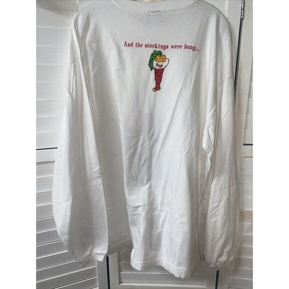 Vintage 1997 Warner Bros Men’s Bugs Bunny Santa White Long Sleeve Shirt X-Large - Picture 7 of 9